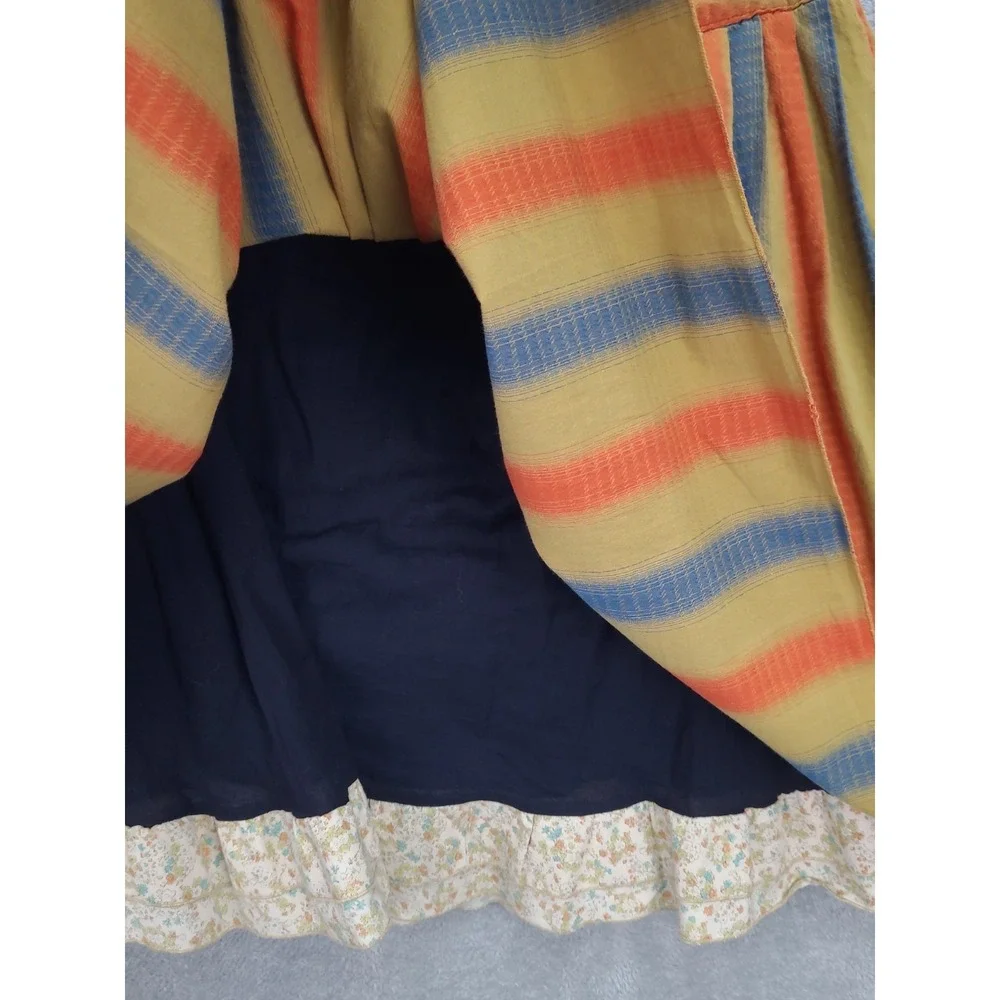 Bebe‎ Multi Colored Striped Pleated Skirt Sz Small Lined Boho Made in USA